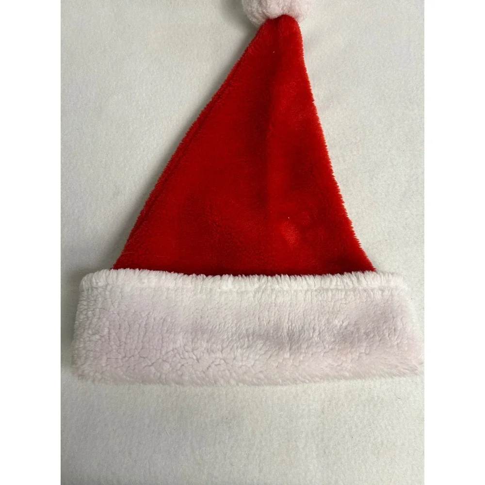 Christmas Holiday Enchanted Forest Unisex OS Red White Plush Faux Fur Santa Hat